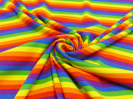 Bomulds jersey printet - regnbue striber - ala Pride farver