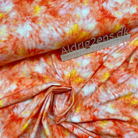 
              Bomulds jersey printet batik design, ORANGE/GUL toner - GOTS
            