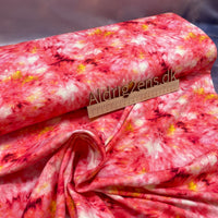 
              Bomulds jersey printet batik design, PINK/CORAL toner - GOTS
            
