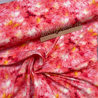 
              Bomulds jersey printet batik design, PINK/CORAL toner - GOTS
            