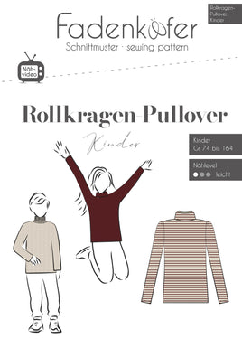 Fadenkäfer ROLLKRAGEN - højhalset bluse til børn med og uden pufærmer - str. 74-164
